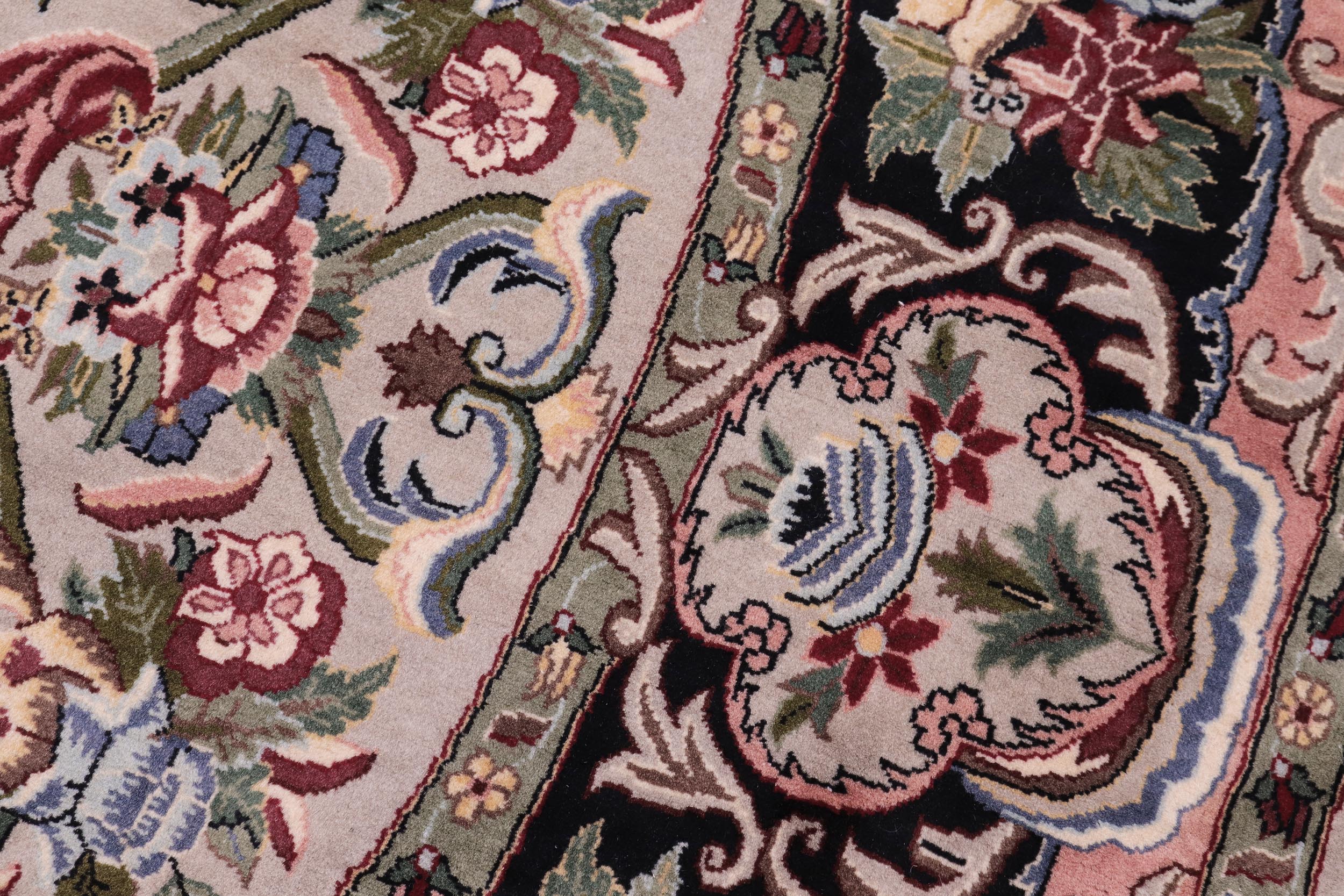 handmade Traditional Anarlaki Lt. Gray Black Hand Knotted ROUND 100% WOOL area rug 6' x 6'