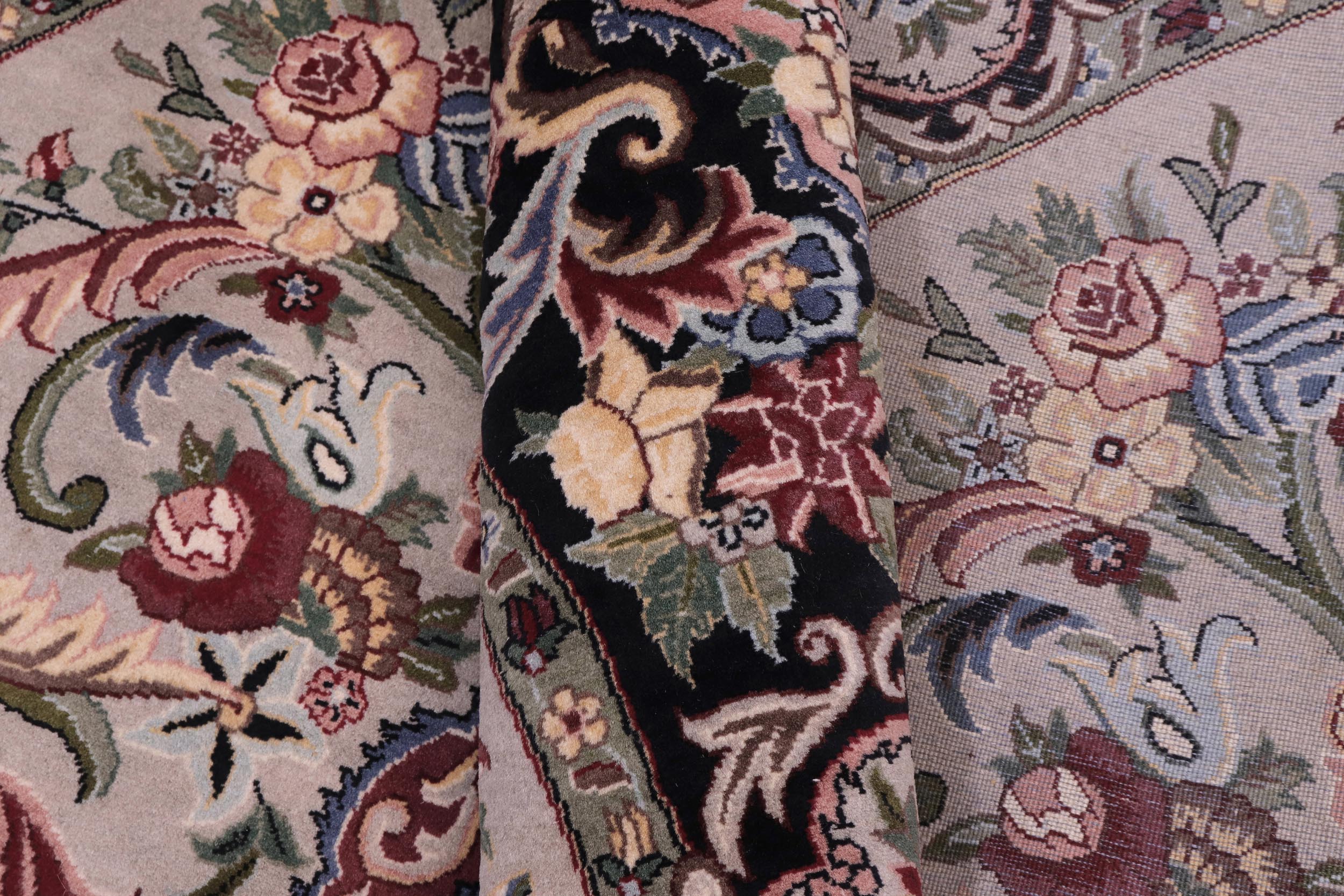 handmade Traditional Anarlaki Lt. Gray Black Hand Knotted ROUND 100% WOOL area rug 6' x 6'