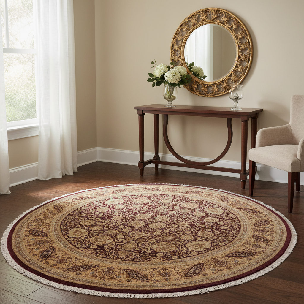 handmade Traditional Round Agra Tabriz Red Tan Hand Knotted ROUND 100% WOOL area rug 10' x 10'
