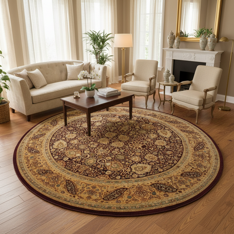 Antique Vegetable Dyed Agra Tabriz Michiko Red/Tan Wool Round - 10'1''X10'1''