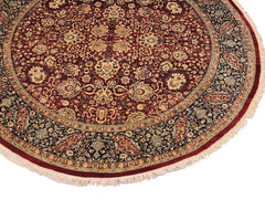 handmade Traditional Kashan Red Blue Hand Knotted ROUND 100% WOOL area rug 8x8