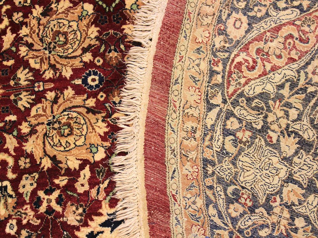 handmade Traditional Kashan Red Blue Hand Knotted ROUND 100% WOOL area rug 8x8