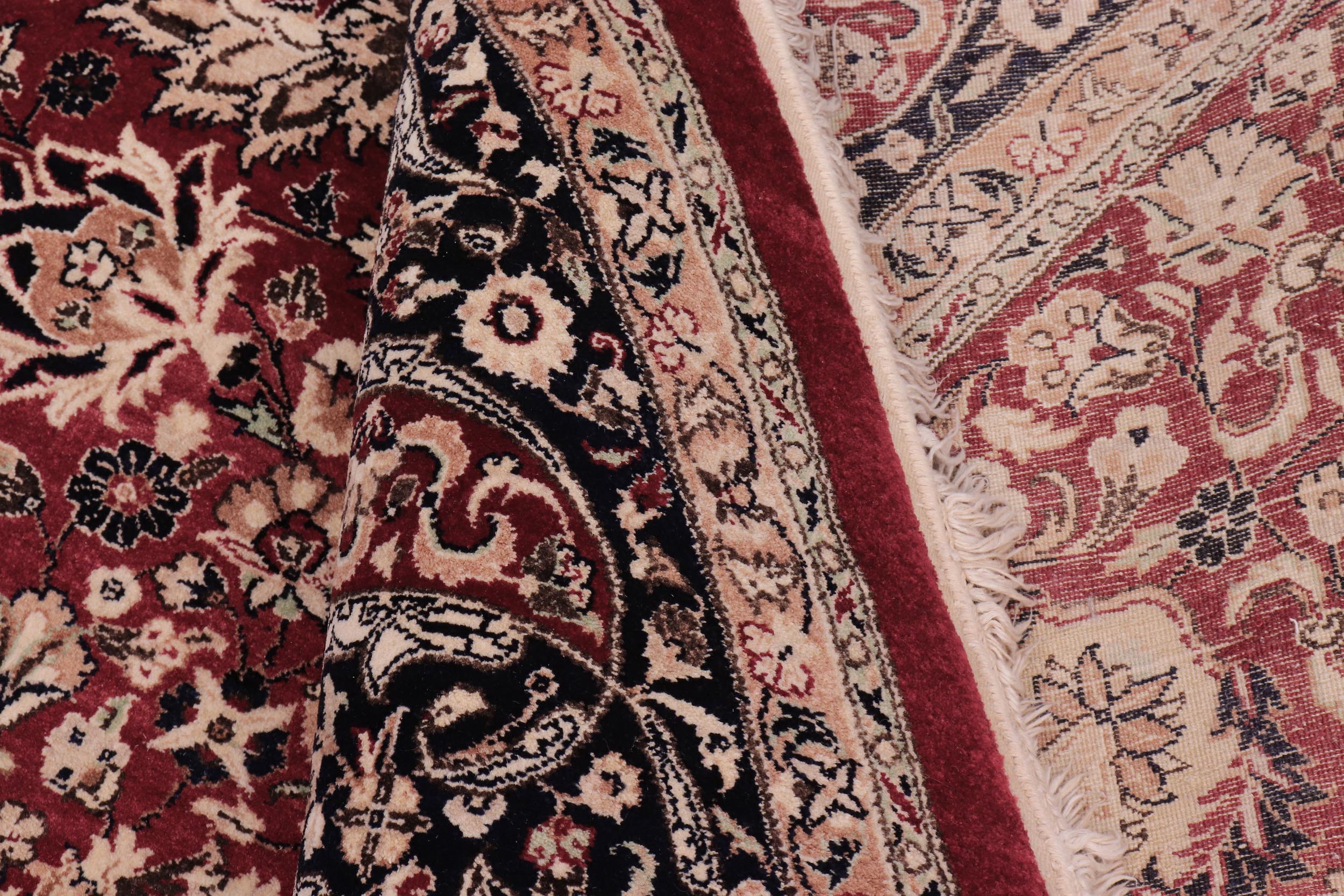 handmade Traditional Round Kashan Red Blue Hand Knotted ROUND 100% WOOL area rug 8' x 8'