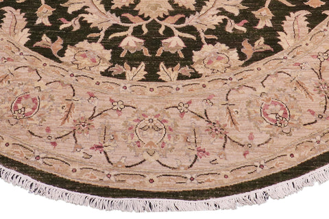handmade Traditional Kafkaz Drk.green Lt. Tan Hand Knotted ROUND 100% WOOL area rug 9' x 9'
