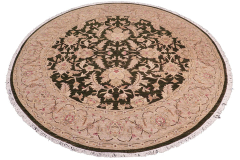 handmade Traditional Kafkaz Drk.green Lt. Tan Hand Knotted ROUND 100% WOOL area rug 9' x 9'