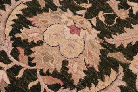 handmade Traditional Kafkaz Drk.green Lt. Tan Hand Knotted ROUND 100% WOOL area rug 9' x 9'