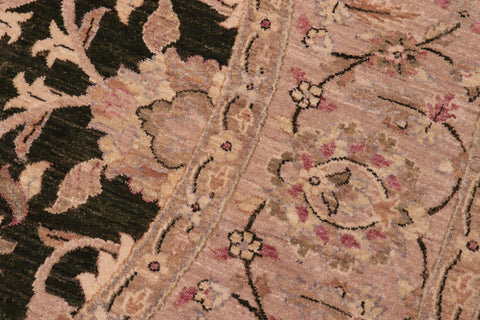 handmade Traditional Kafkaz Drk.green Lt. Tan Hand Knotted ROUND 100% WOOL area rug 9' x 9'