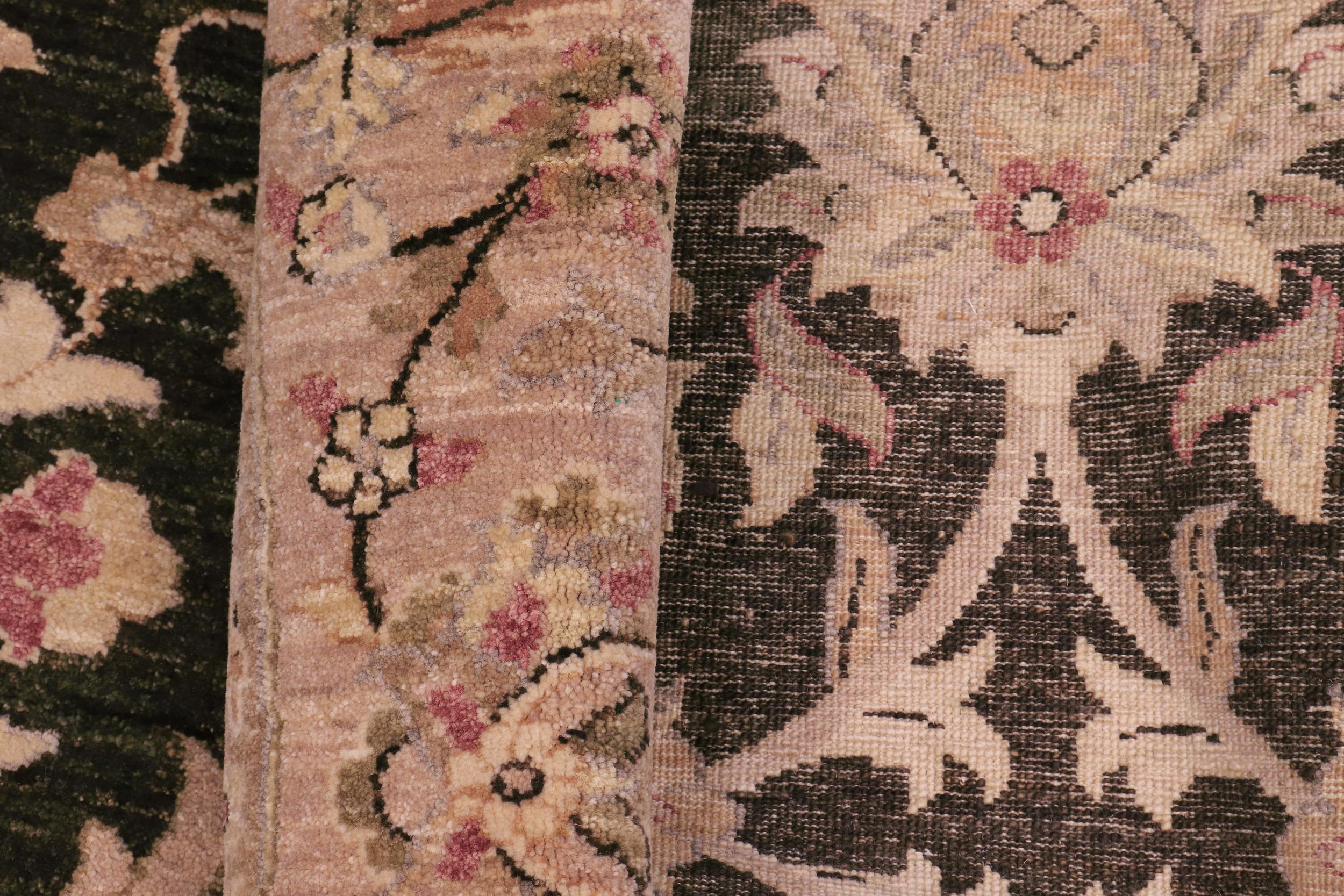 handmade Traditional Kafkaz Drk.green Lt. Tan Hand Knotted ROUND 100% WOOL area rug 9' x 9'