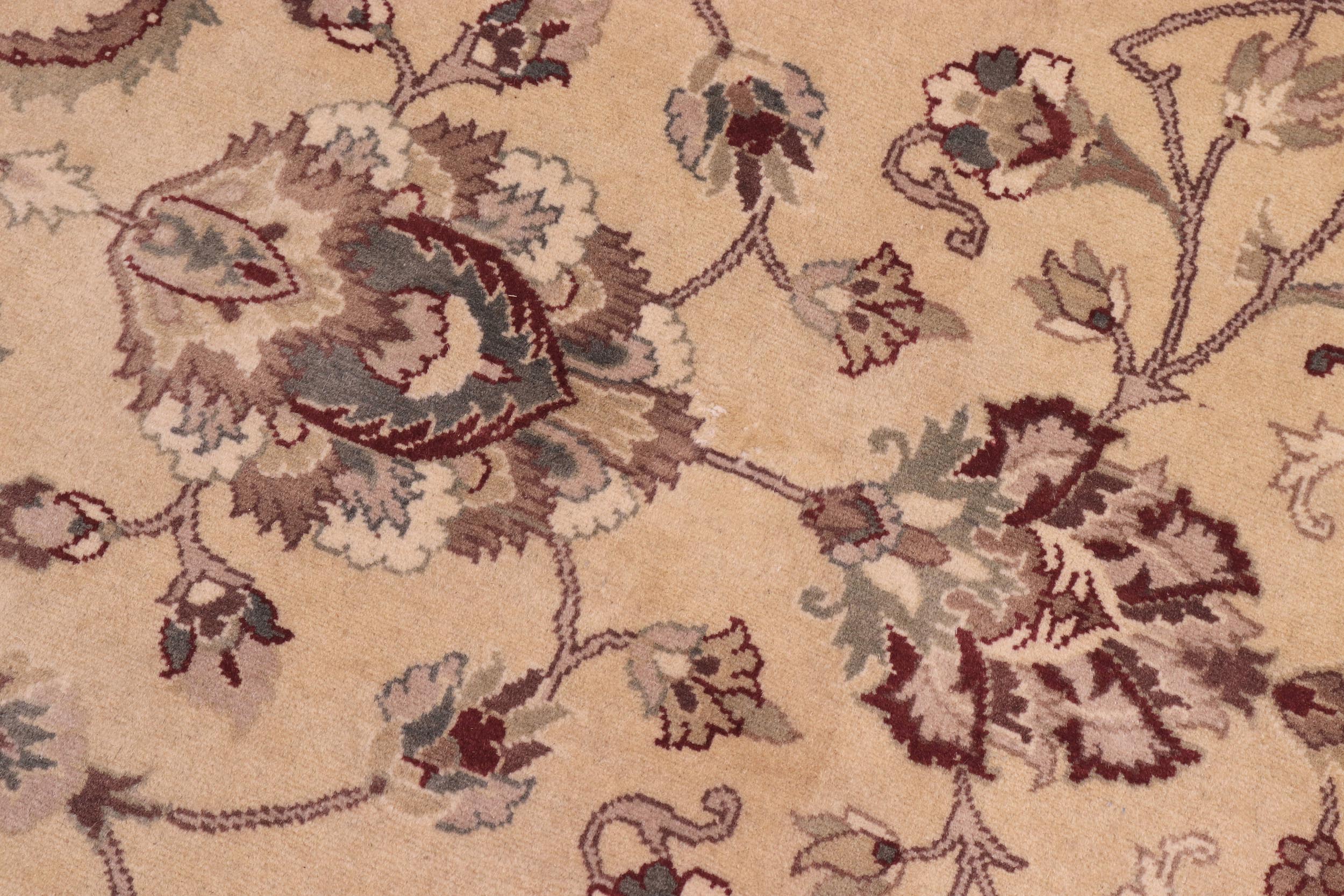 handmade Traditional Kashan Beige Tan Hand Knotted ROUND 100% WOOL area rug 10'x10'