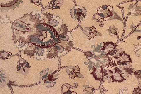 handmade Traditional Kashan Beige Tan Hand Knotted ROUND 100% WOOL area rug 10'x10'