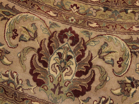 handmade Traditional Kashan Beige Tan Hand Knotted ROUND 100% WOOL area rug 10x10