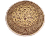 handmade Traditional Kashan Beige Tan Hand Knotted ROUND 100% WOOL area rug 10x10
