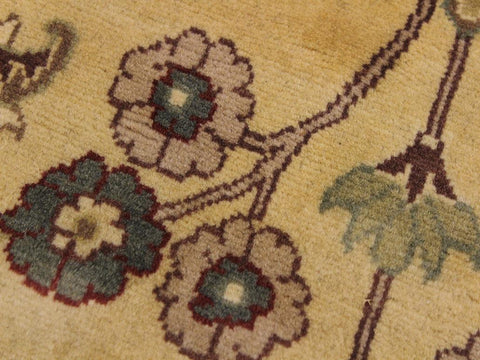 handmade Traditional Kashan Beige Tan Hand Knotted ROUND 100% WOOL area rug 10x10