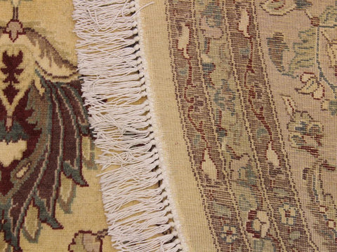 handmade Traditional Kashan Beige Tan Hand Knotted ROUND 100% WOOL area rug 10x10