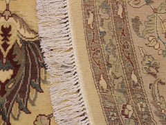 handmade Traditional Kashan Beige Tan Hand Knotted ROUND 100% WOOL area rug 10x10