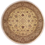 handmade Traditional Kashan Beige Tan Hand Knotted ROUND 100% WOOL area rug 10x10