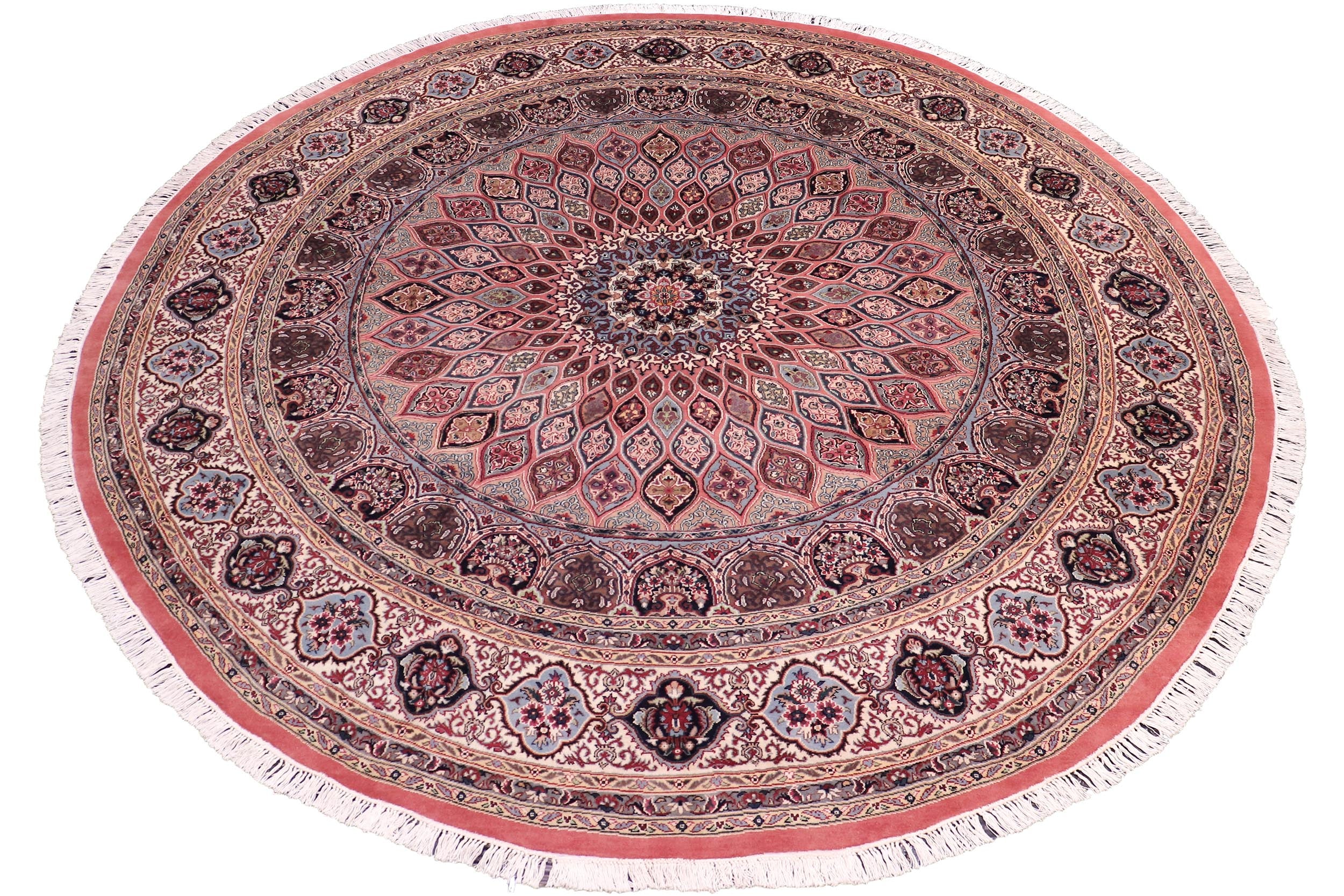 handmade Traditional Bakhtair Pink Beige Hand Knotted ROUND 100% WOOL area rug 10' x 10'