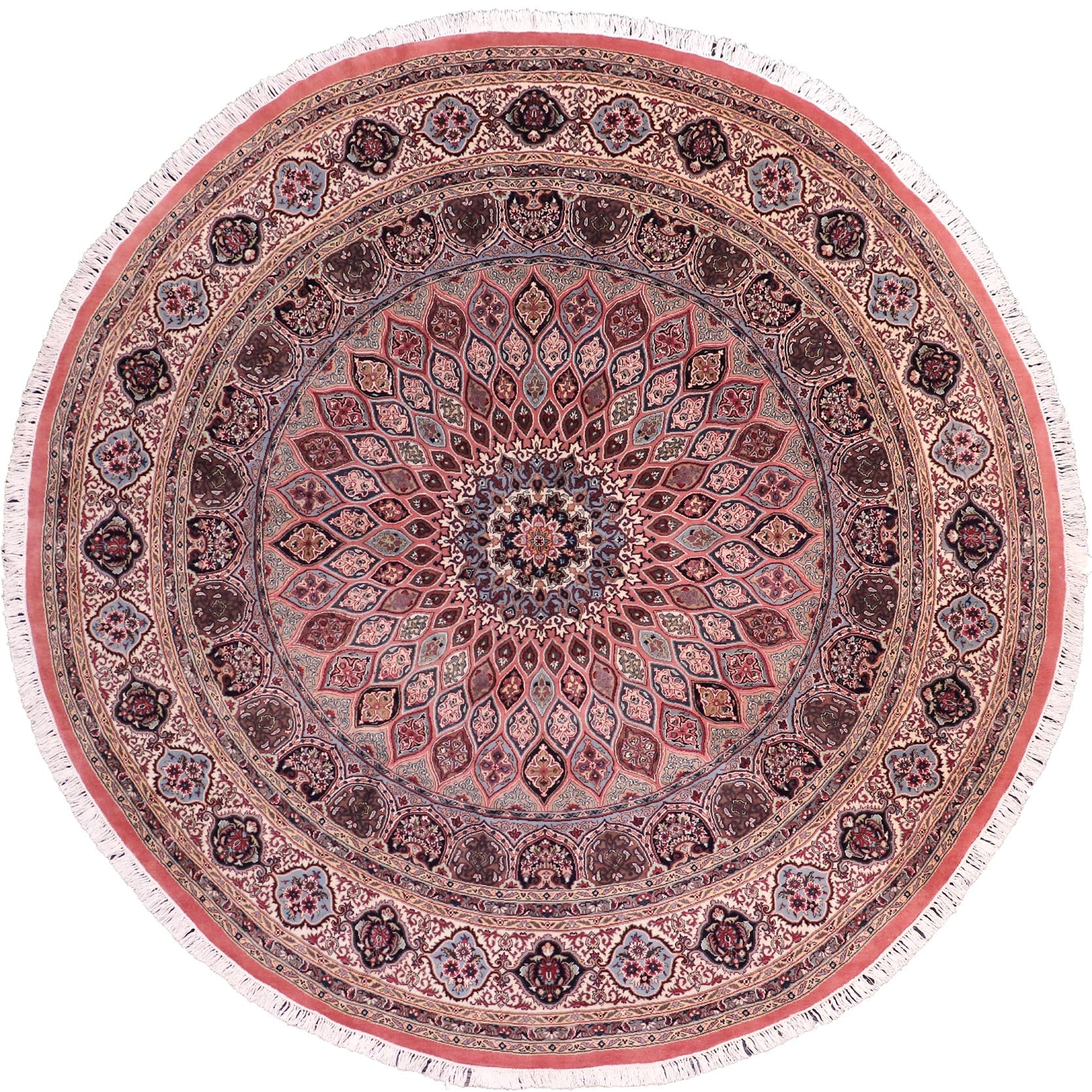 handmade Traditional Bakhtair Pink Beige Hand Knotted ROUND 100% WOOL area rug 10' x 10'