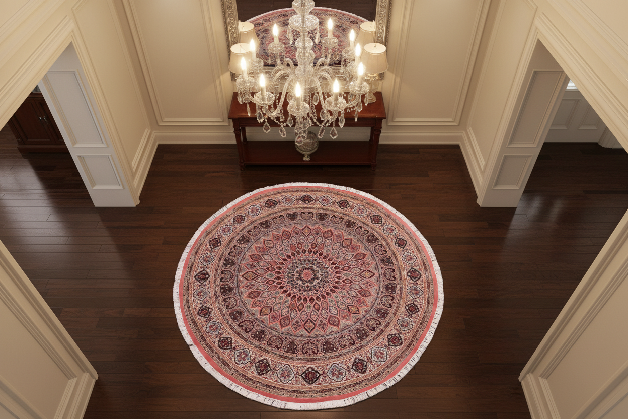 handmade Traditional Bakhtair Pink Beige Hand Knotted ROUND 100% WOOL area rug 10' x 10'