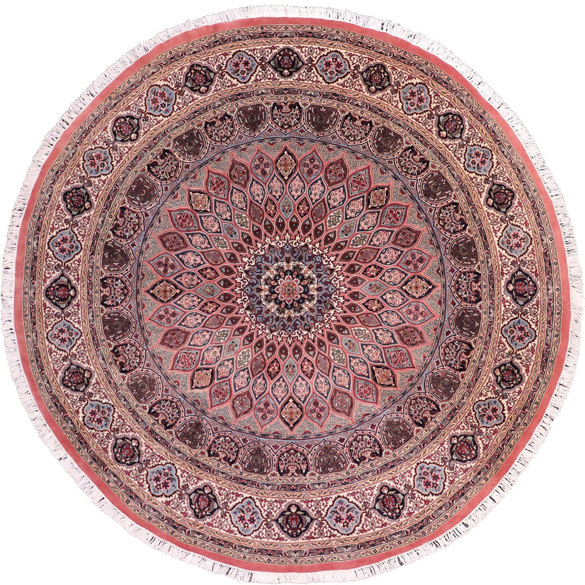 handmade Traditional Bakhtair Pink Beige Hand Knotted ROUND 100% WOOL area rug 10' x 10'