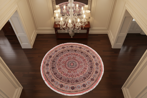 handmade Traditional Bakhtair Pink Beige Hand Knotted ROUND 100% WOOL area rug 10' x 10'