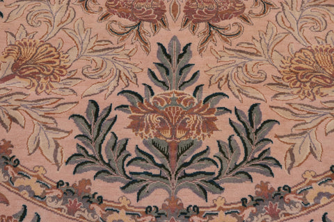 handmade Traditional Tulip Tan Green Hand Knotted ROUND 100% WOOL area rug 8' x 8'