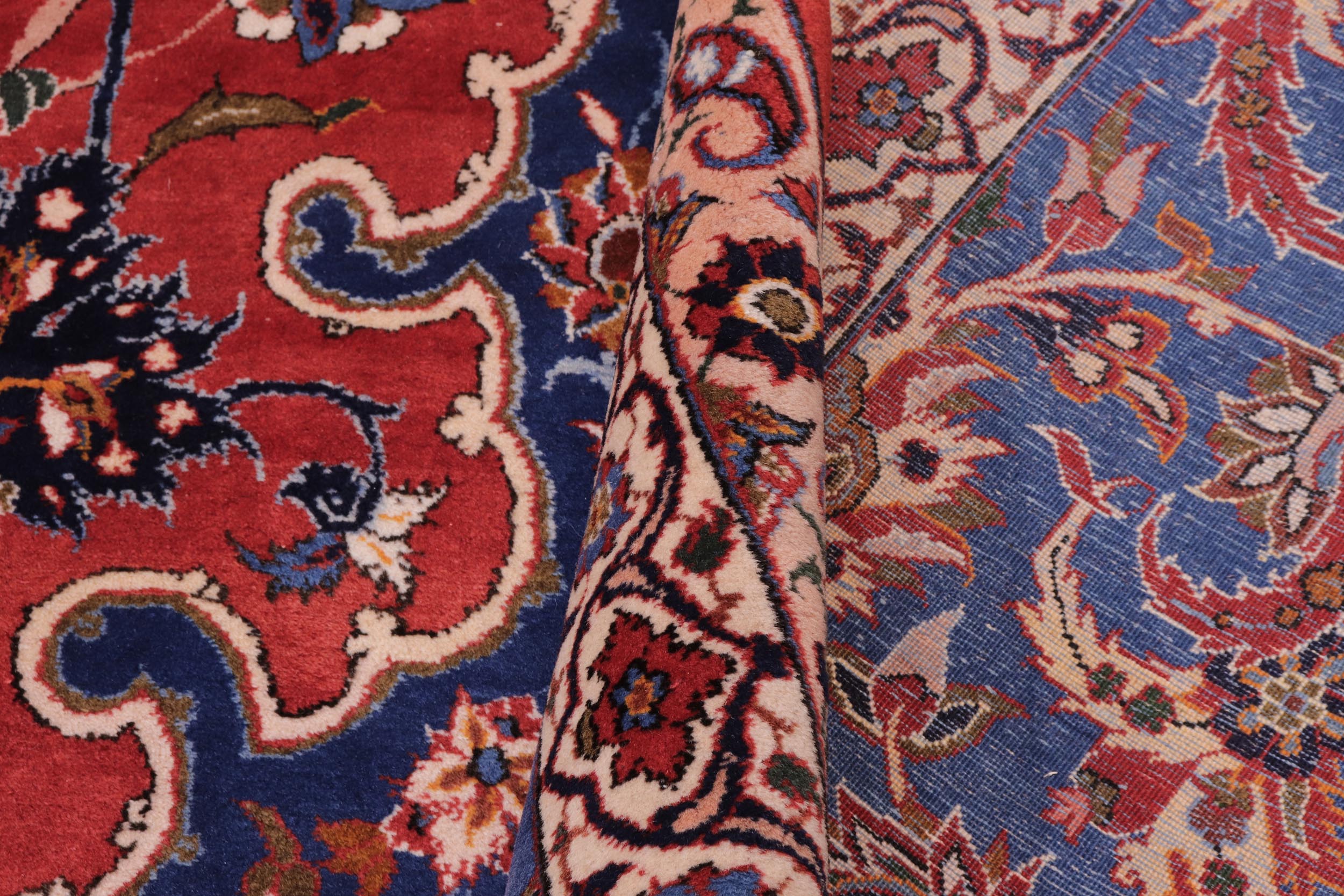 handmade Traditional Isfhan Red Blue Hand Knotted RECTANGLE 100% WOOL area rug 15 x 24