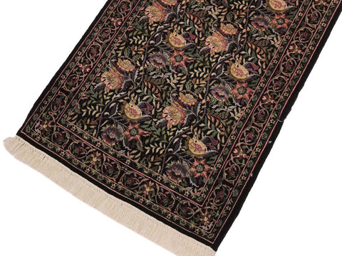 handmade Traditional Nagi Black Gold Hand Knotted RUNNER 100% WOOL area rug 3x8