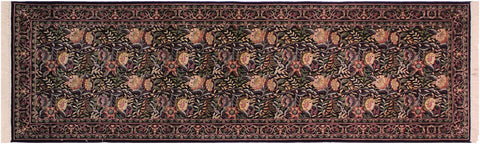 handmade Traditional Nagi Black Gold Hand Knotted RUNNER 100% WOOL area rug 3x8