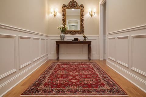 handmade Transitional Gulzar Red Blue Hand Knotted RECTANGLE 100% WOOL area rug 6x9