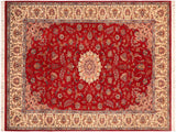 handmade Traditional Kashan Red Ivory Hand Knotted RECTANGLE 100% WOOL area rug 6x9