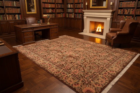 handmade Transitional William Brown Pink Hand Knotted RECTANGLE 100% WOOL area rug 6x9