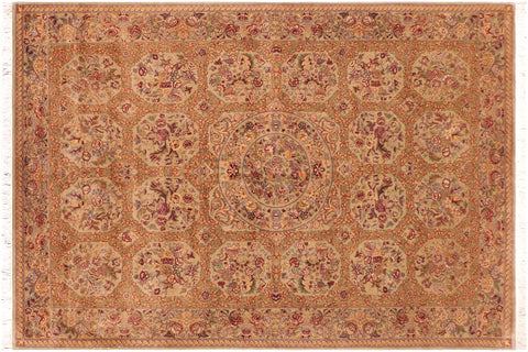 handmade Transitional  Taupe Green Hand Knotted RECTANGLE 100% WOOL area rug 6x9