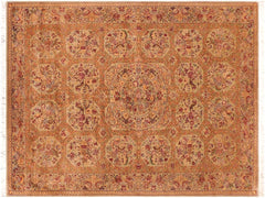 handmade Traditional  Taupe Green Hand Knotted RECTANGLE 100% WOOL area rug 6x9