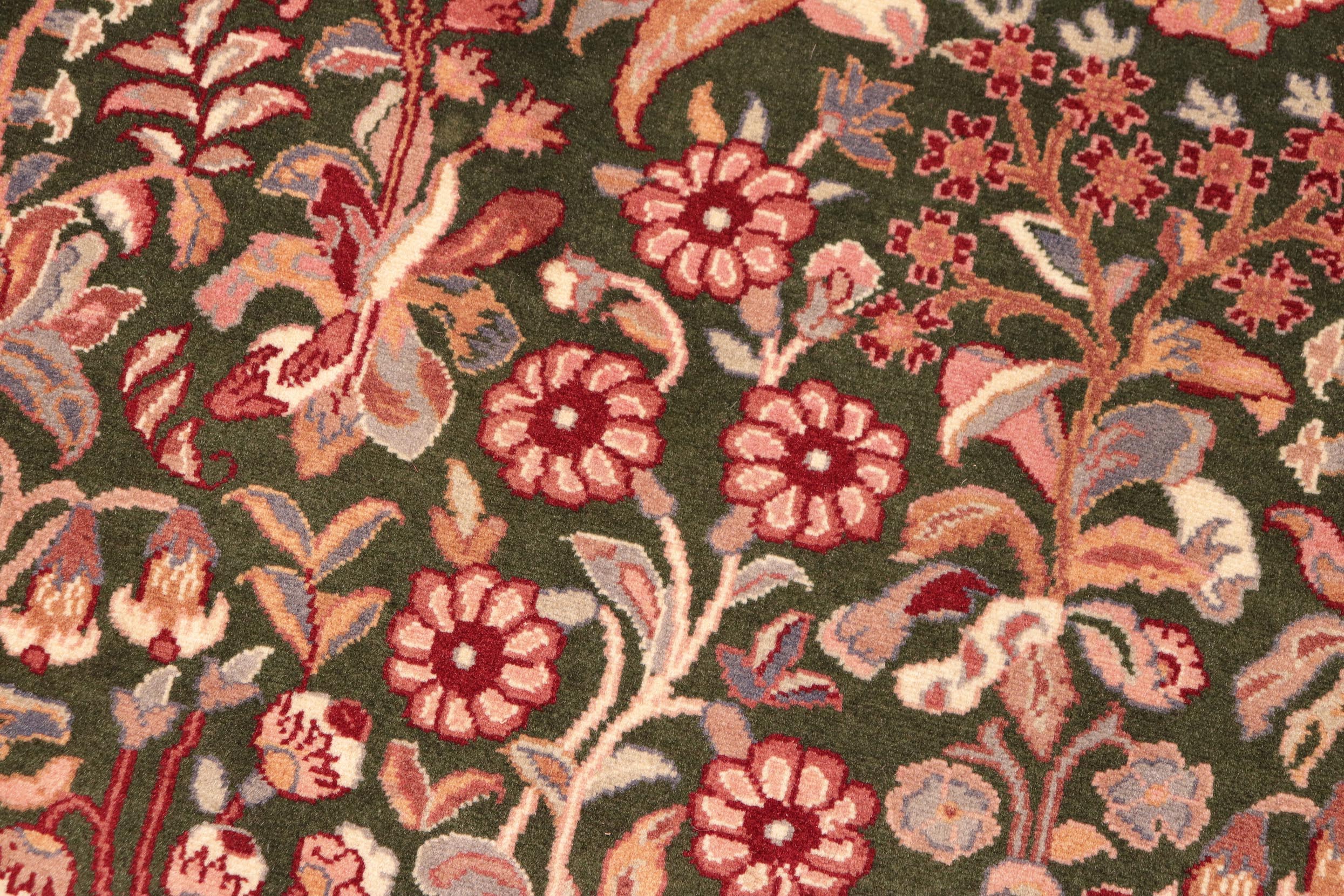 handmade Traditional Gulshan Green Pink Hand Knotted RECTANGLE 100% WOOL area rug 6x9