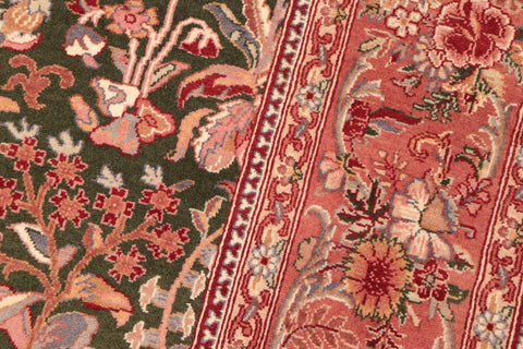 handmade Traditional Gulshan Green Pink Hand Knotted RECTANGLE 100% WOOL area rug 6x9