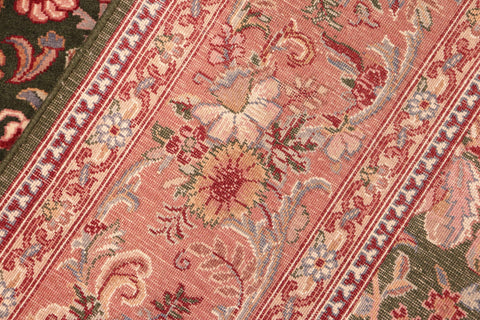 handmade Traditional Gulshan Green Pink Hand Knotted RECTANGLE 100% WOOL area rug 6x9