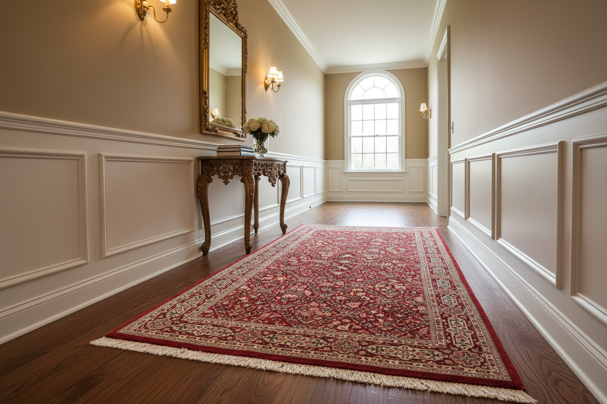handmade Transitional Tabriz Red Tan Hand Knotted RECTANGLE 100% WOOL area rug 6x9