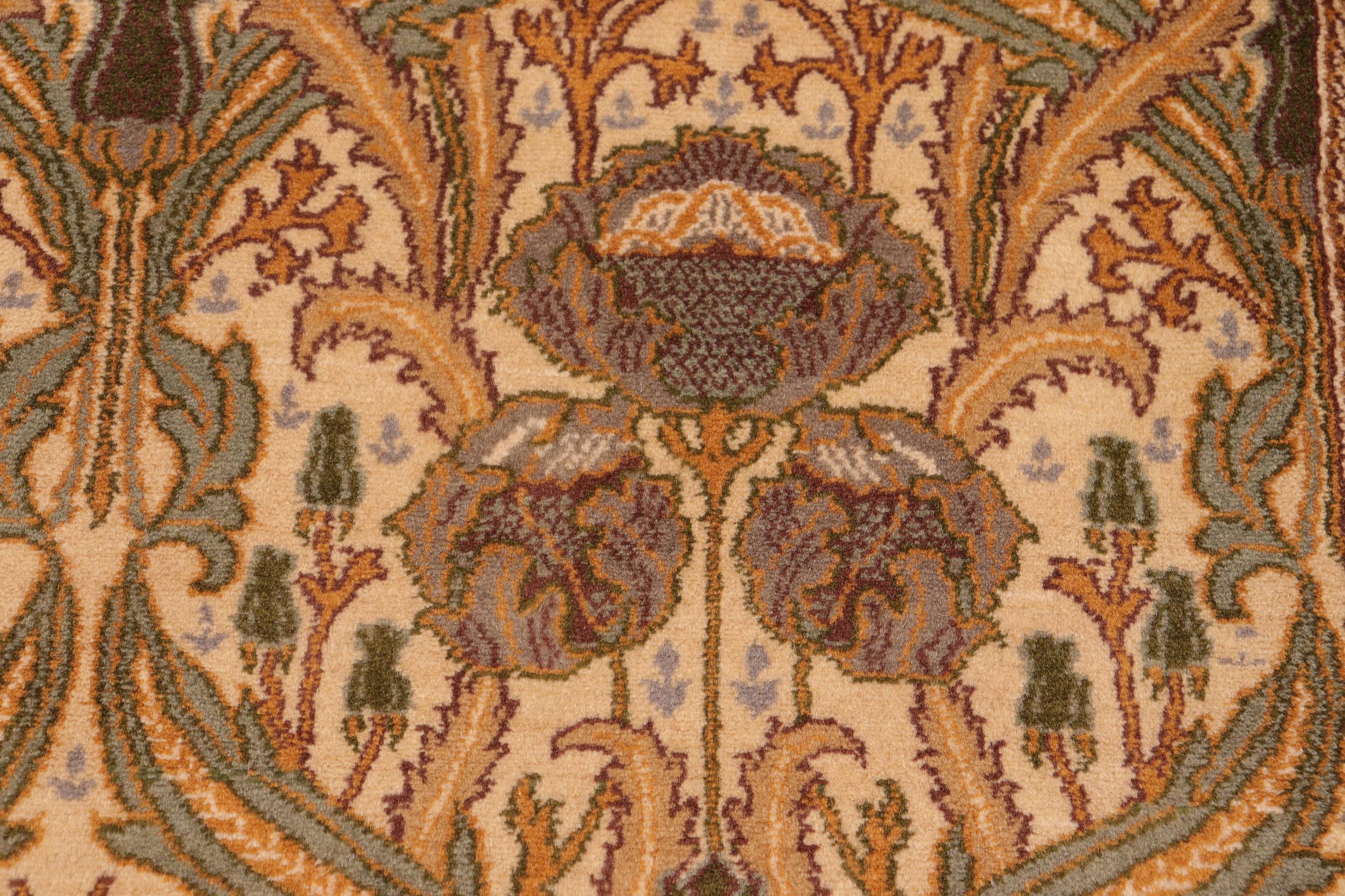 handmade Transitional Hamjolie Beige Green Hand Knotted RECTANGLE 100% WOOL area rug 6x10