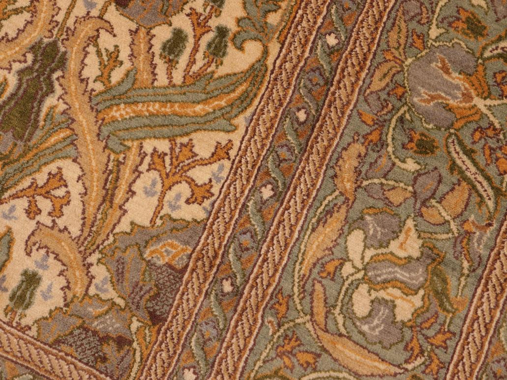 handmade Transitional Hamjolie Beige Green Hand Knotted RECTANGLE 100% WOOL area rug 6x10