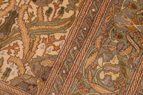 handmade Transitional Hamjolie Beige Green Hand Knotted RECTANGLE 100% WOOL area rug 6x10