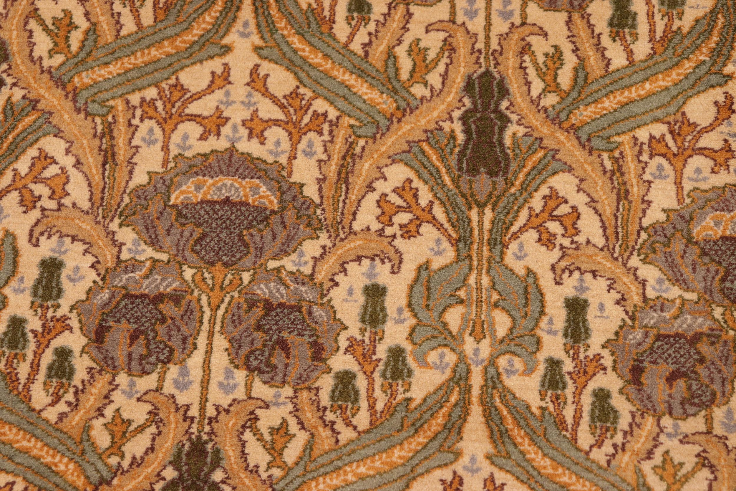 handmade Transitional Hamjolie Beige Green Hand Knotted RECTANGLE 100% WOOL area rug 6x10