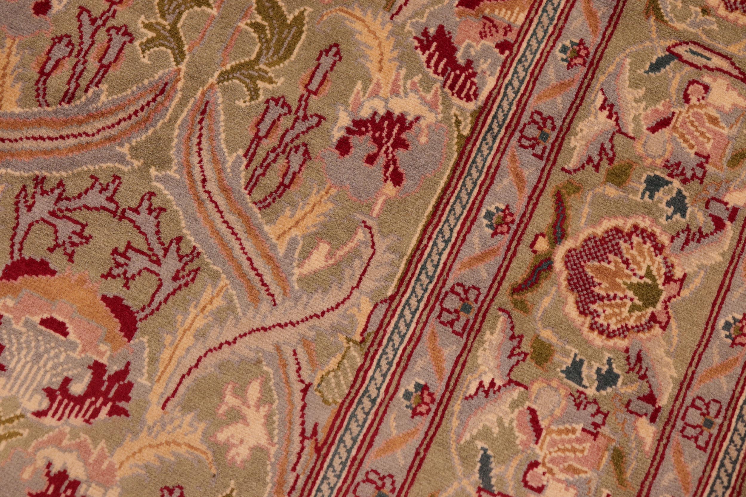 handmade Transitional Hamjolie Green Pink Hand Knotted RECTANGLE 100% WOOL area rug 6x10