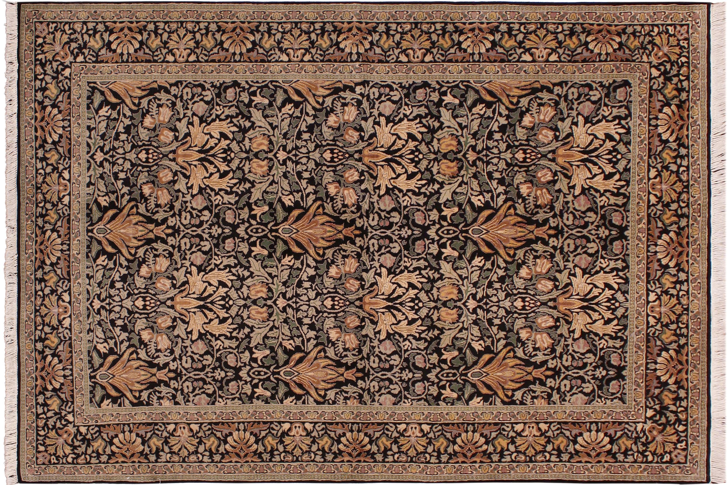 handmade Transitional Snakehead Black Gold Hand Knotted RECTANGLE 100% WOOL area rug 6' x 9'