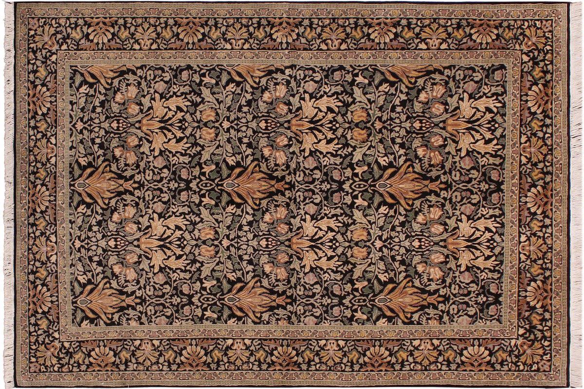 handmade Transitional Snakehead Black Gold Hand Knotted RECTANGLE 100% WOOL area rug 6' x 9'
