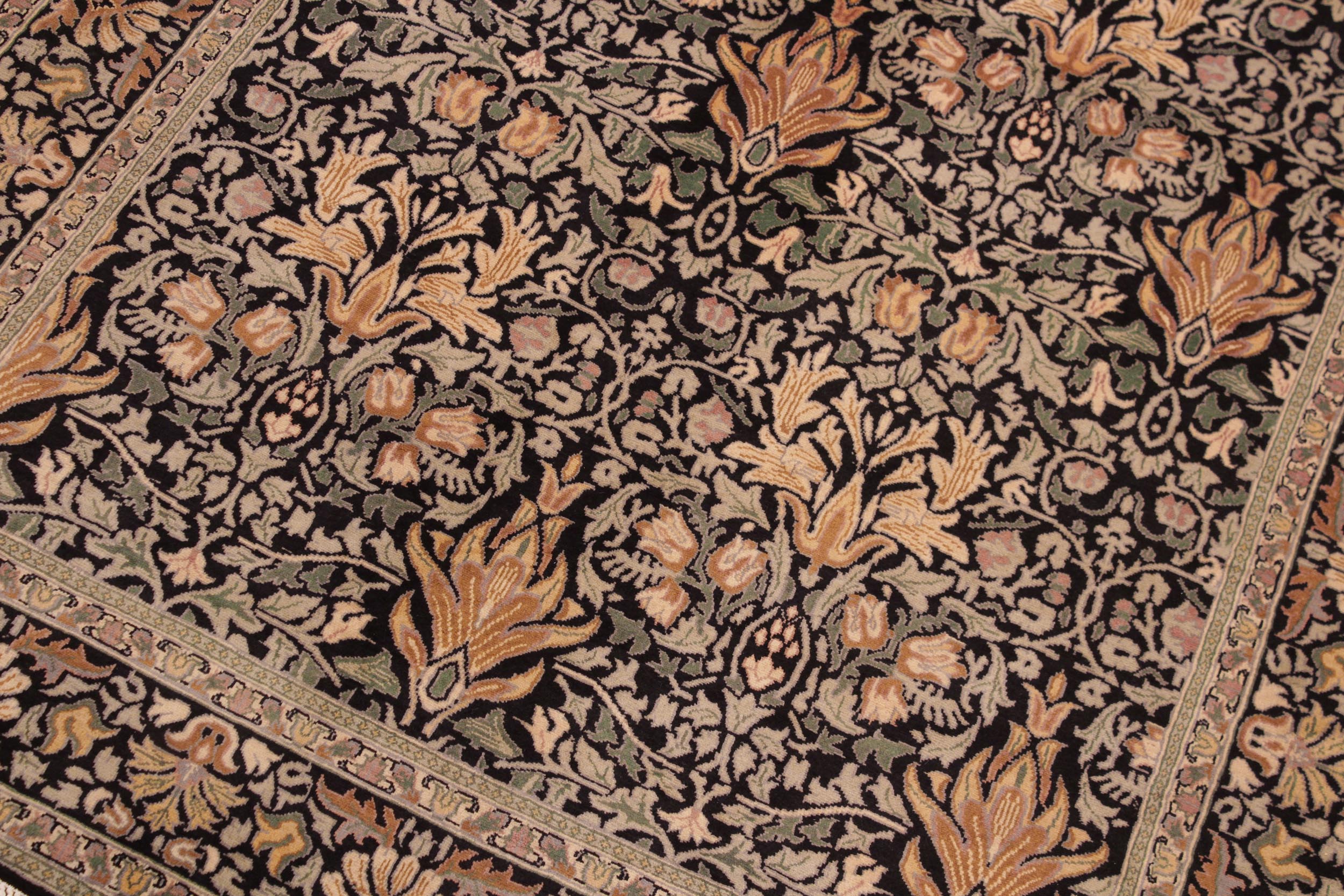 handmade Transitional Snakehead Black Gold Hand Knotted RECTANGLE 100% WOOL area rug 6' x 9'