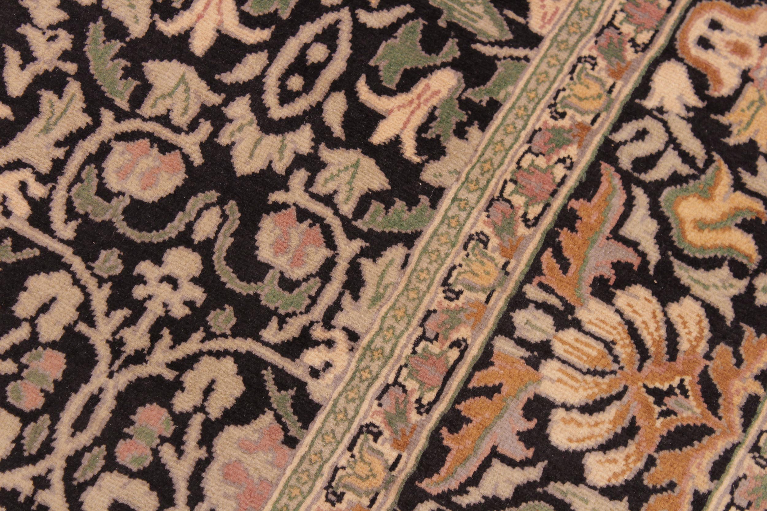 handmade Transitional Snakehead Black Gold Hand Knotted RECTANGLE 100% WOOL area rug 6' x 9'