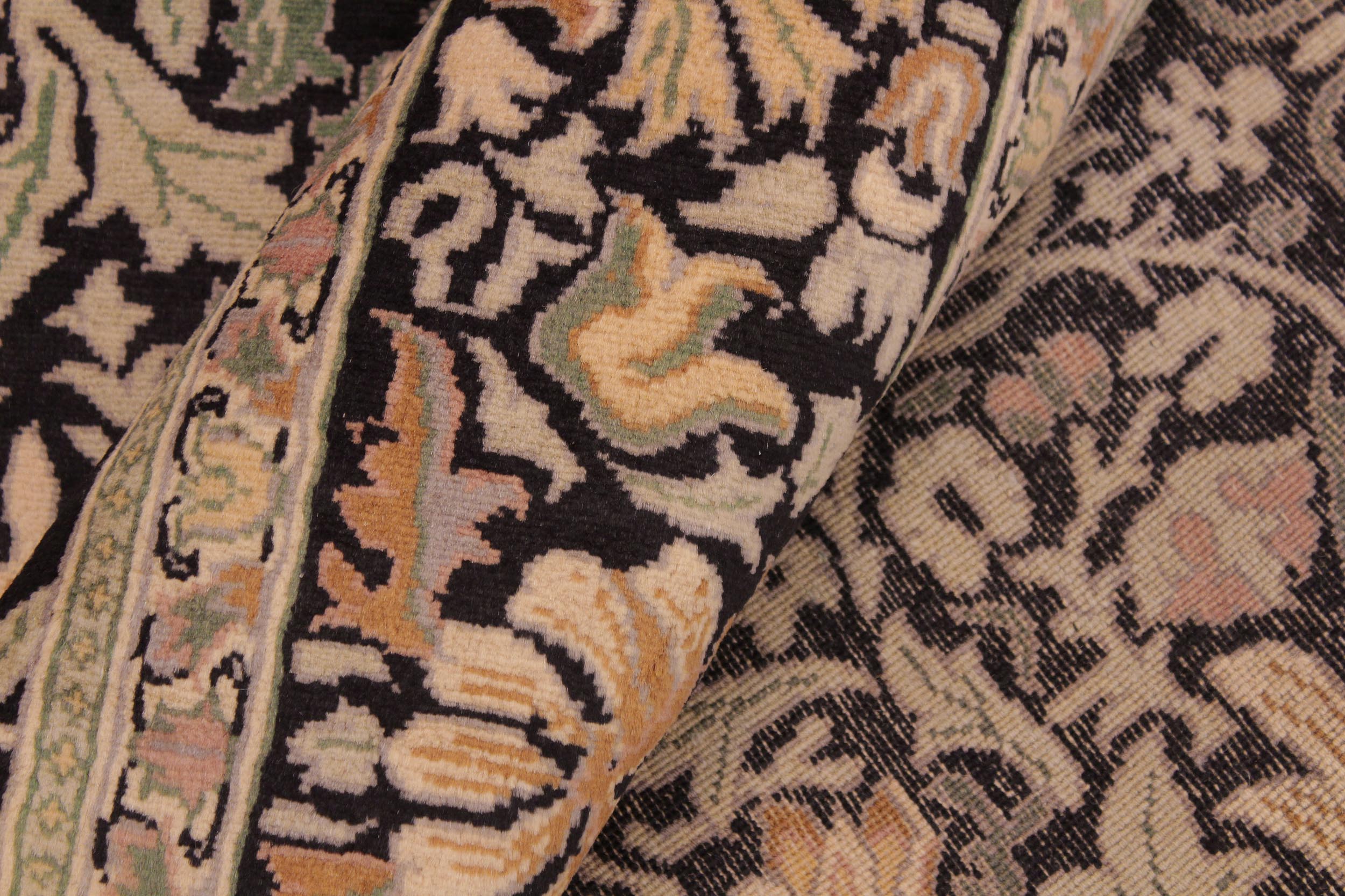 handmade Transitional Snakehead Black Gold Hand Knotted RECTANGLE 100% WOOL area rug 6' x 9'