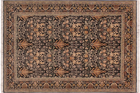 handmade Transitional Snakehead Black Gold Hand Knotted RECTANGLE 100% WOOL area rug 6' x 9'
