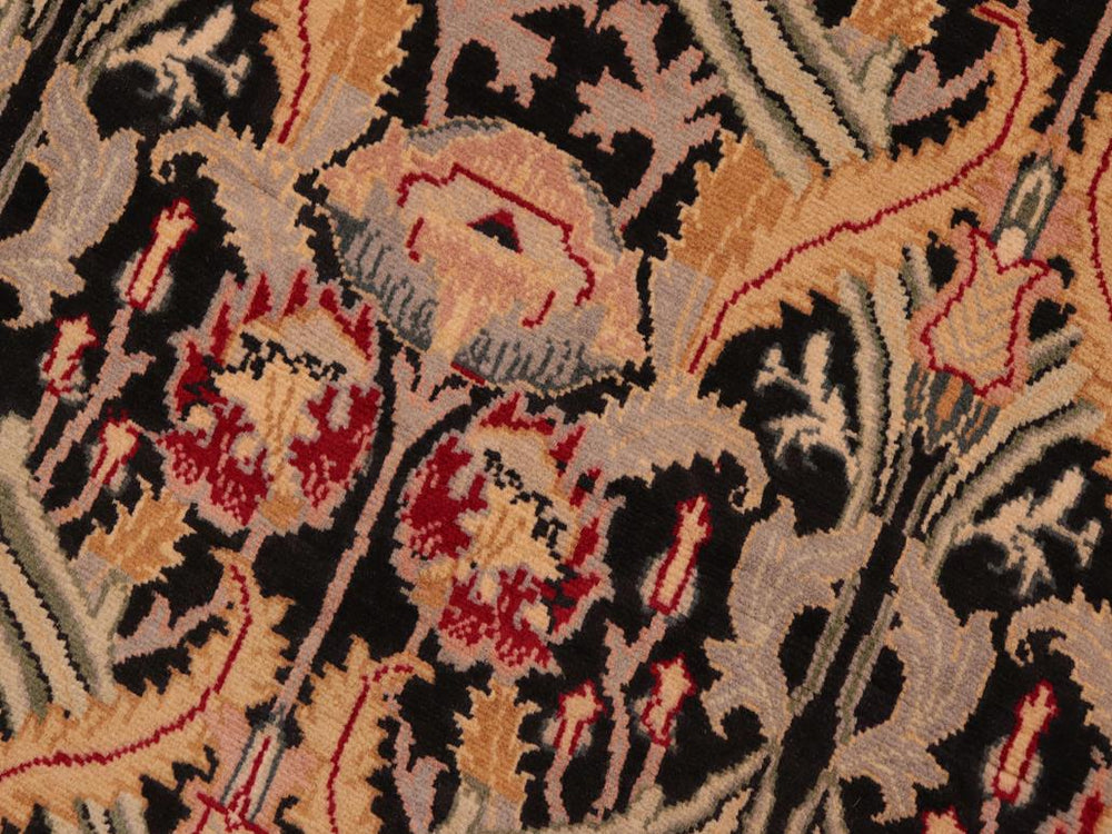 handmade Transitional Hamjolie Black Gold Hand Knotted RECTANGLE 100% WOOL area rug 6x9